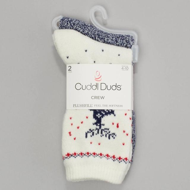 Womens Cuddl Duds 2pk Reindeer Crew Socks
