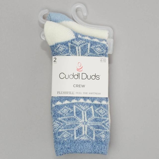 Womens Cuddl Duds 2pk Snowflake Boot Crew Socks