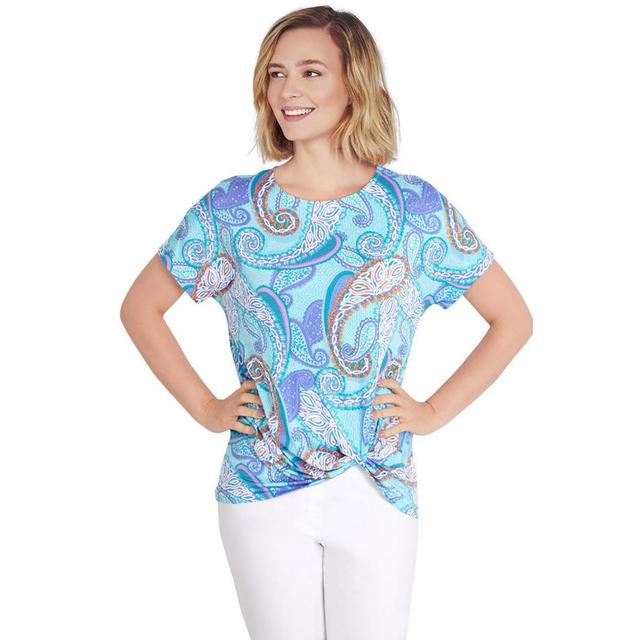 Petite Ruby Rd Puff Paisley Twisted Front Tee