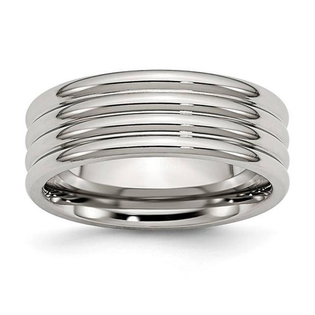 Mens Gentlemen's Classics(tm) Stainless Steel Grooved Wedding Band