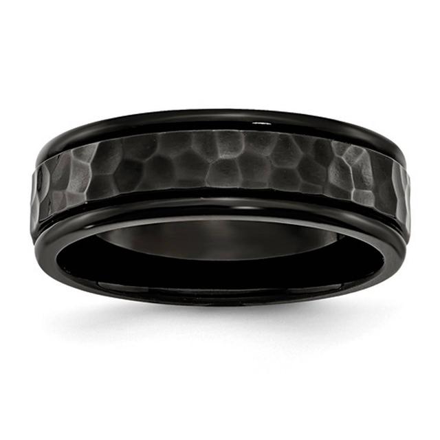 Mens Gentlemen's Classics(tm) Black Plated & Hammer Detailed Band