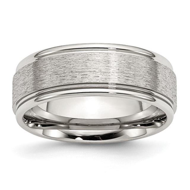 Mens Gentlemen's Classics(tm) 8mm Brushed Polished Grooved Edge Band