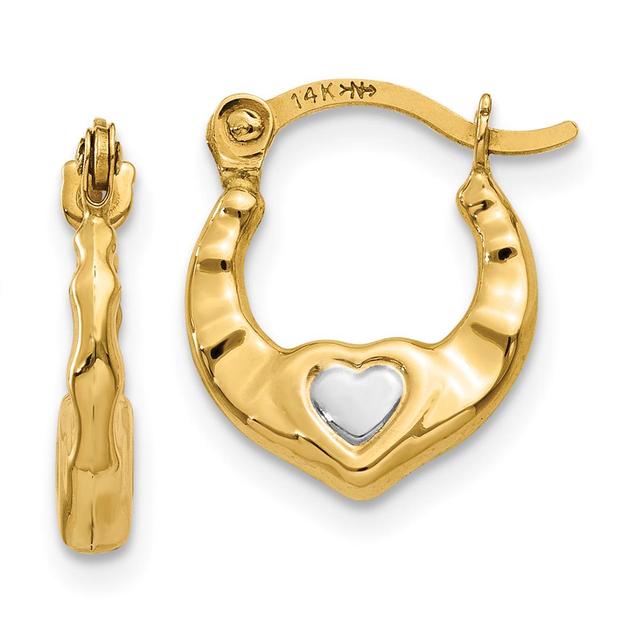 Gold Classics(tm) 14kt. Gold Rhodium Heart Hoop Earrings