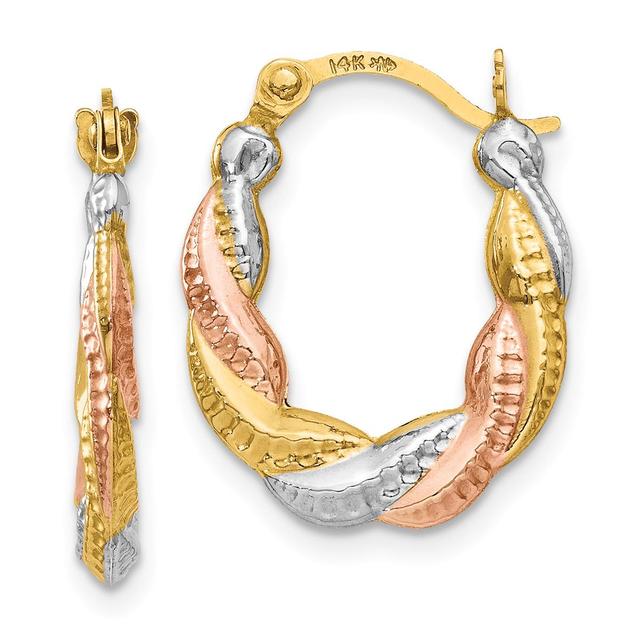Gold Classics(tm) 14kt. Gold & Rhodium Scalloped Hoop Earrings