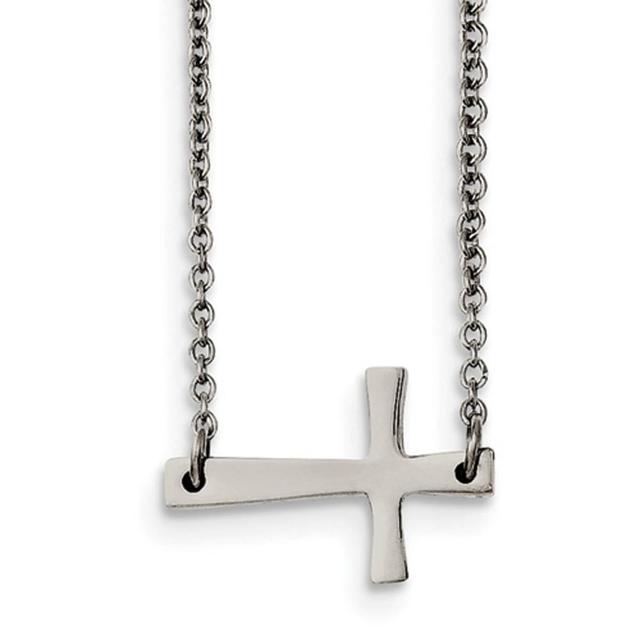 Gold Classics(tm) Polished Sideways Cross Necklace