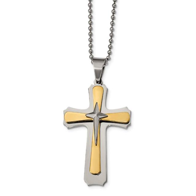 Mens Gentlemen's Classics(tm) Yellow Plated &  Cross Necklace