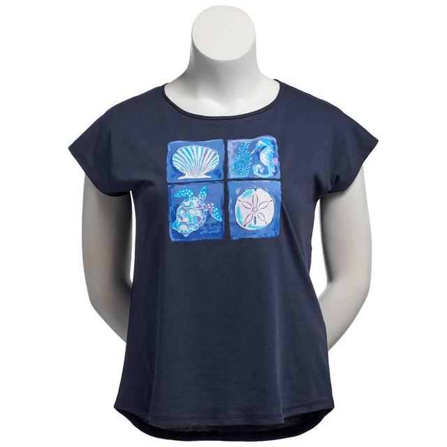 Petite Kiwi Fresh Short Sleeve Sea Shell Graphic Tee