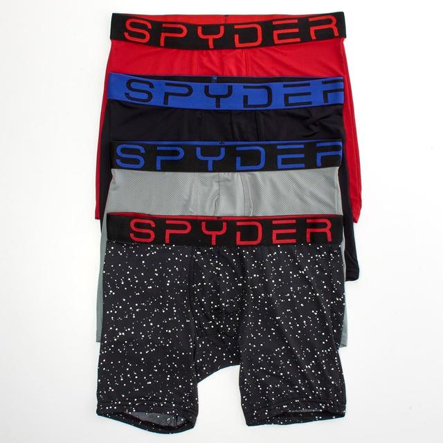 Mens Spyder 4pk. Knit Boxer Briefs - Blue/Black/Grey