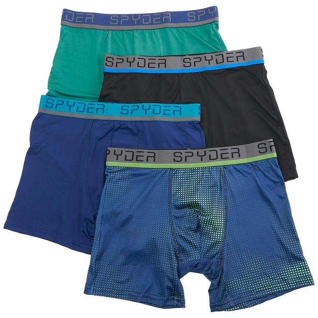 Mens Spyder 4pk. Knit Boxer Briefs - Green/Black/Blue
