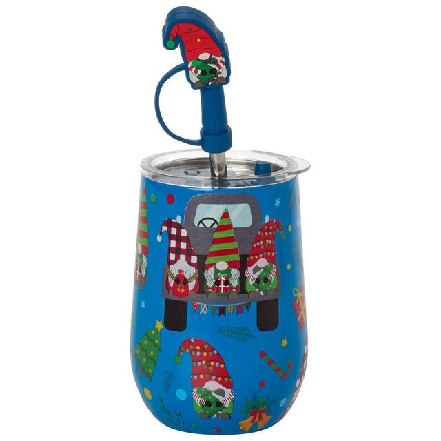 Gourmet Home Stainless Steel Merry Gnome Wine Tumbler with Straw