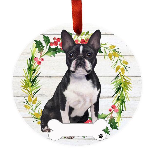 E&S Pets Boston Terrier Full Body Wreath Ornament