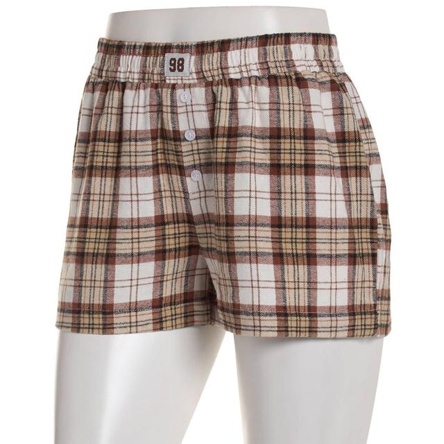 Juniors Derek Heart Flannel Plaid Boxer Shorts w/ 98 Patch