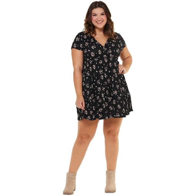 Juniors Plus Derek Heart Surplice A-Line Dress w/ Back Waist Tie