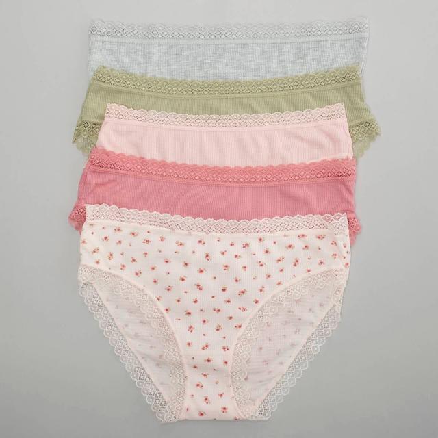 Womens Laura Ashley(R) 5pk. Rib Bikini Panties w/Lace LS6642-5PKC