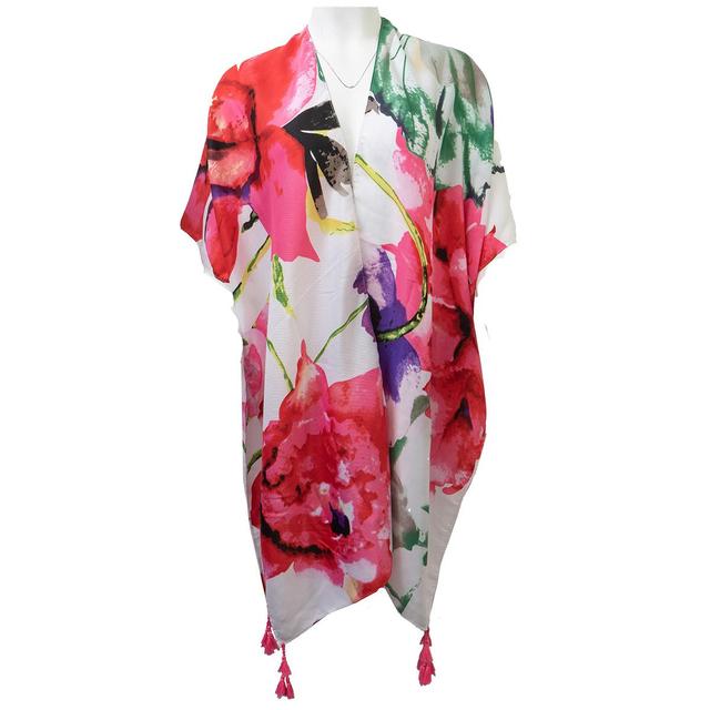 Womens Just Jamie Floral Kimono w/Tassel