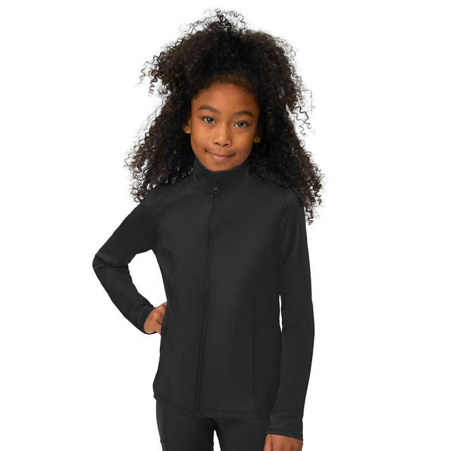 Girls (7-12) 90 Degree(R) by Reflex Solid Mock Neck Zipper Jacket