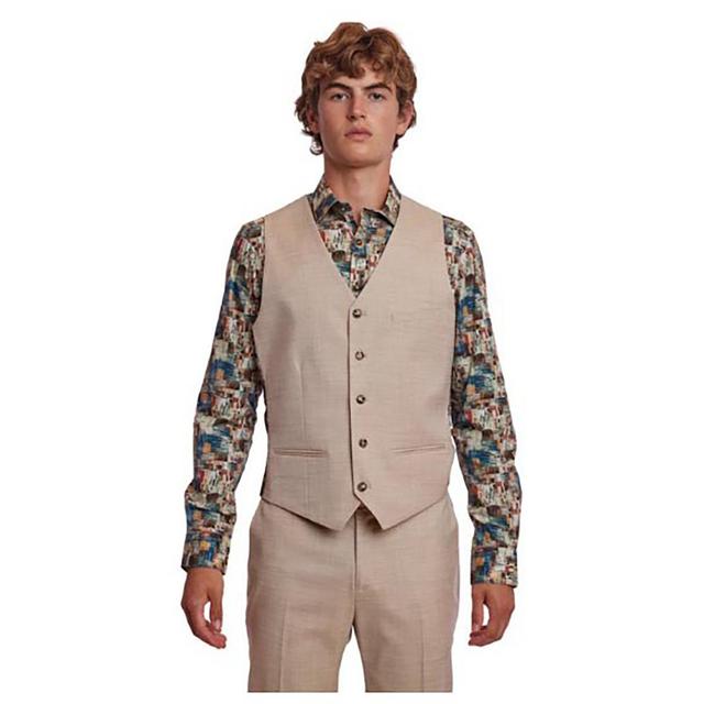 Mens Paisley & Gray(R) Slim Fit Suit Vest - Cream Beige