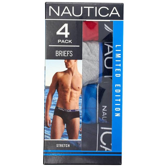 Mens Nautica 4pk. Briefs - Red/Grey/Blue