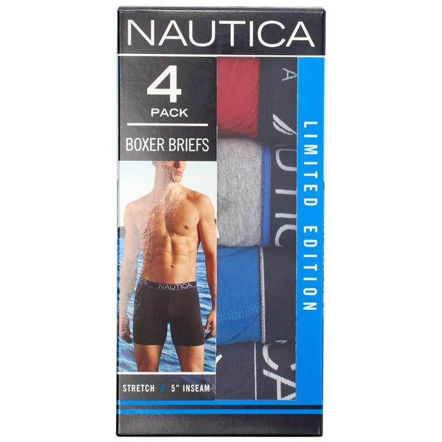 Mens Nautica 4pk. Boxer Briefs - Red/Grey/Blue