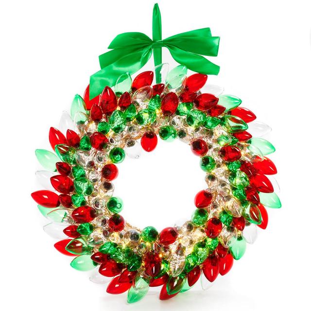 Retro Battery Operated Light Bulb Wreath
