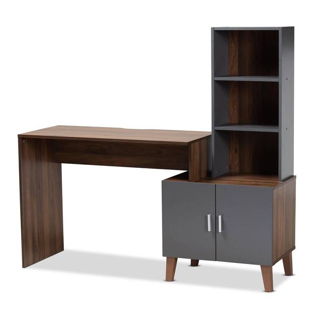 Baxton Studio Jaeger Two-Tone Wood Storage Desk w/ Shelves