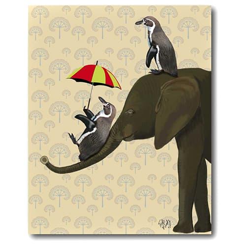 Courtside Market Penguin and Elephant Wall Art