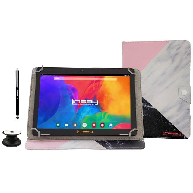 Linsay 10in. Android 12 Tablet with Multicolor Leather Case