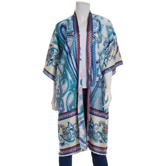 Womens Renshun Paisley Silky Wrap Kimono