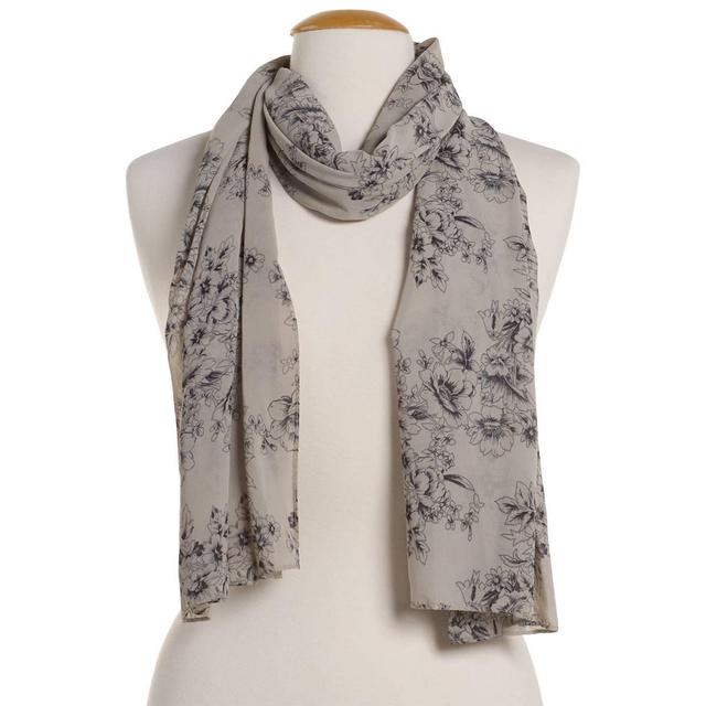 Womens Renshun Tonal Floral Pearl Oblong Scarf