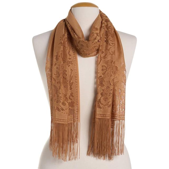 Womens Renshun Lace Solid Oblong Scarf