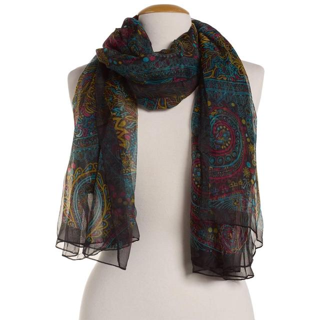 Womens Renshun Geometric Floral Oblong Scarf