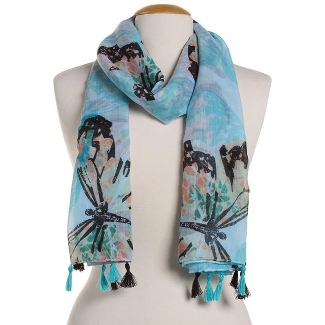 Womens Renshun Muted Butterfly Viscose Oblong Scarf
