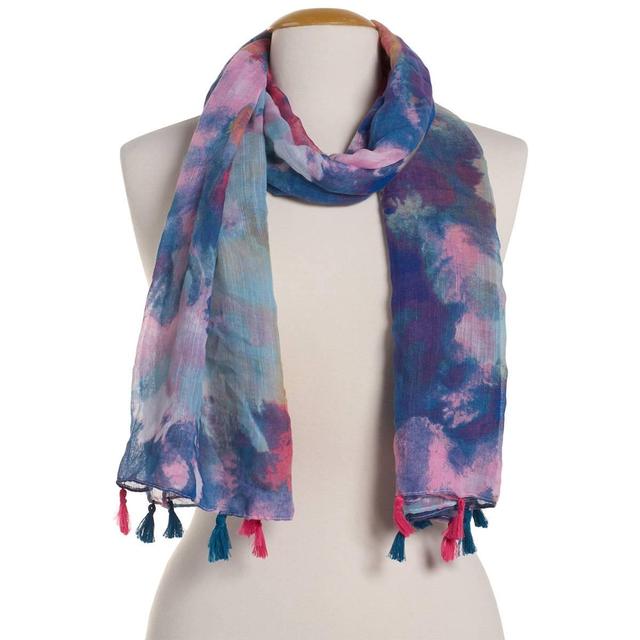 Womens Renshun Tie Dye Oblong Scarf - Blue