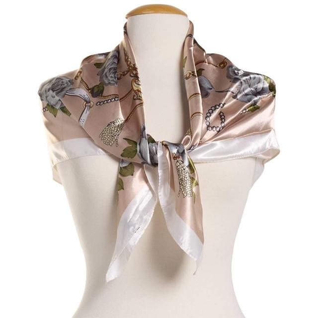 Womens Renshun All Over Silky Square Floral Scarf