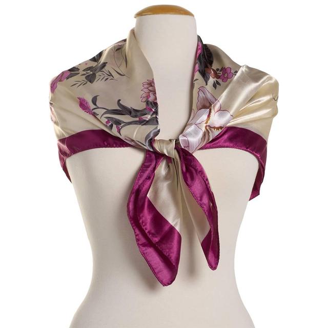 Womens Renshun Floral Silk Square Scarf