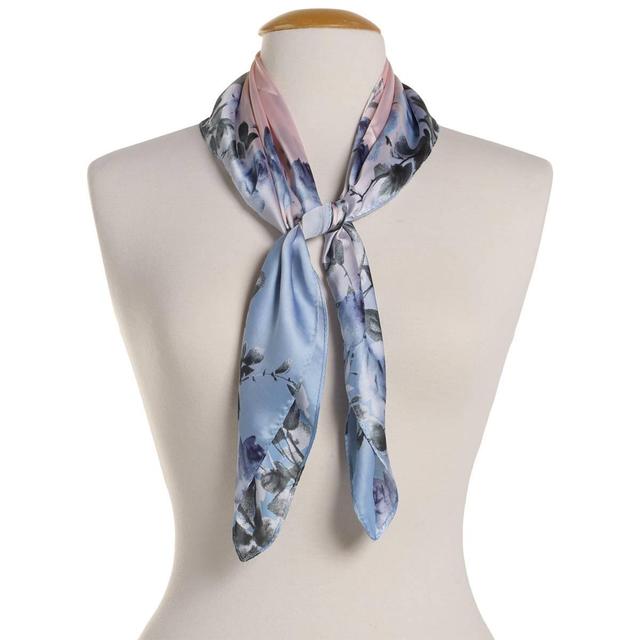 Womens Renshun Pretty Floral Silky Square Scarf