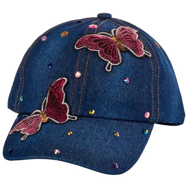 Womens Madd Hatter Butterfly Bling Baseball Hat