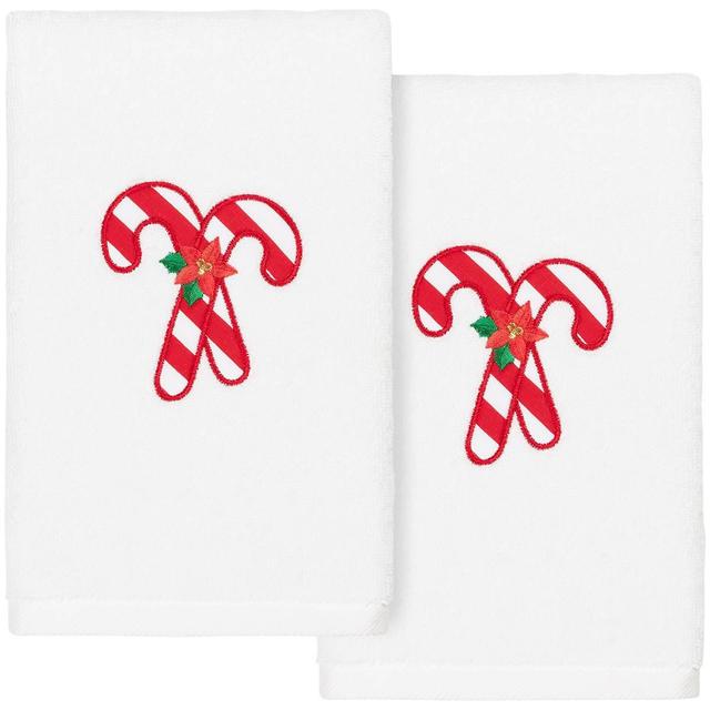 Linum Home Textiles Christmas Candy Canes Hand Towel - Set Of 2
