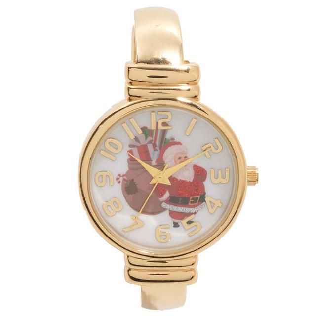 Gold Tone Expansion Band Watch with Santa Dial - PT10164A