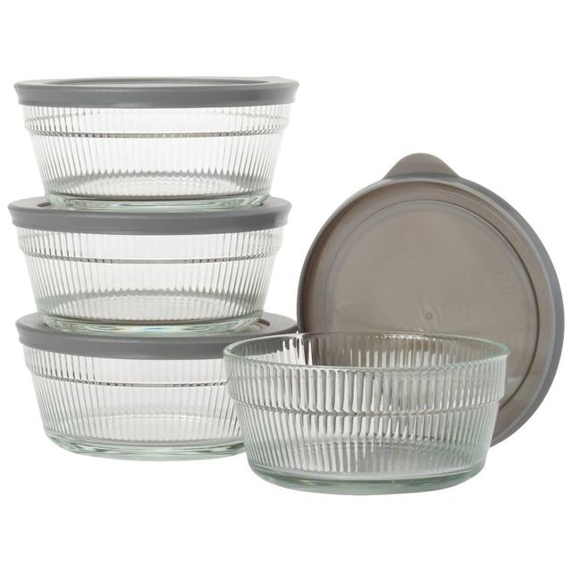 Farberware(R) Embossed Glass Stacked Round Bowls with Lids