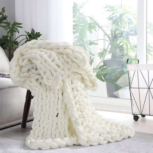 Donna Sharp Solid Chenille Knitted Throw Blanket