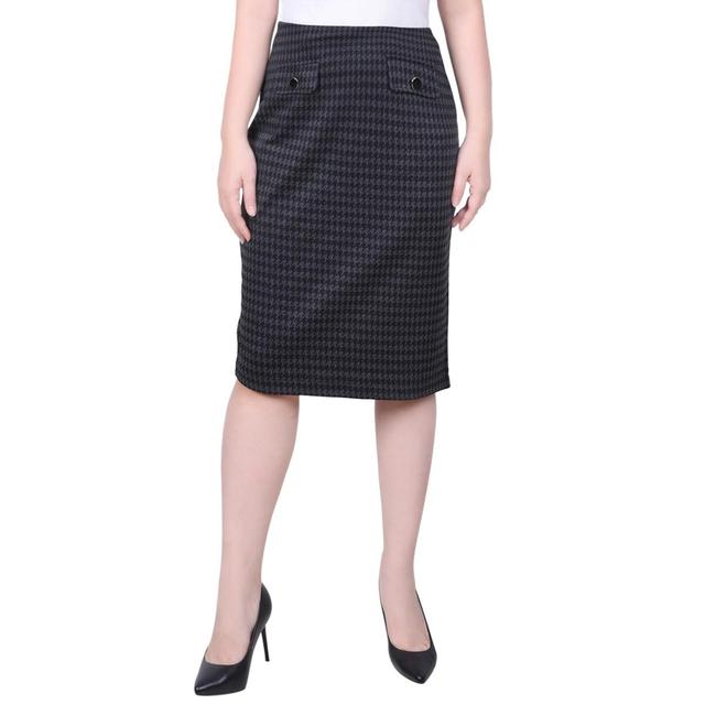 Womens NY Collection Knee Length Double Knit Houndstooth Skirt