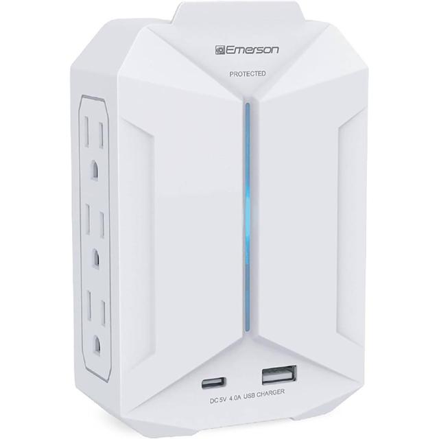 Emerson 6 Outlet USB Wall Plug