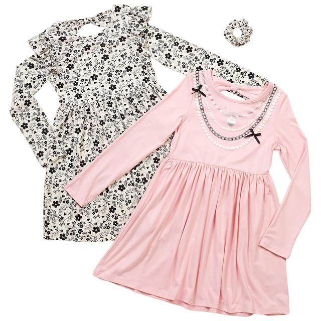 Girls (7-12) Limited Too(tm) 2pk. Holiday Necklace & Floral Dresses