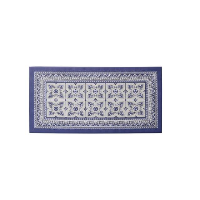 J&V Textiles Cloud Comfort Anti-Fatigue Blue Geo Kitchen Mat