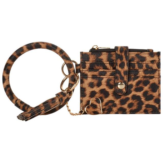 Womens DS Fashion Ring Loop Wristlet w/ Tassel & Charm - Leopard