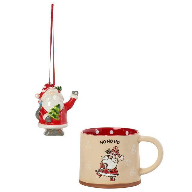 Blue Sky Clayworks Barnaby Gnome Santa18oz. Mug & Ornament