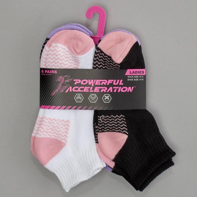 Womens Powerful Acceleration 6pk Half Cushion Quarter Socks