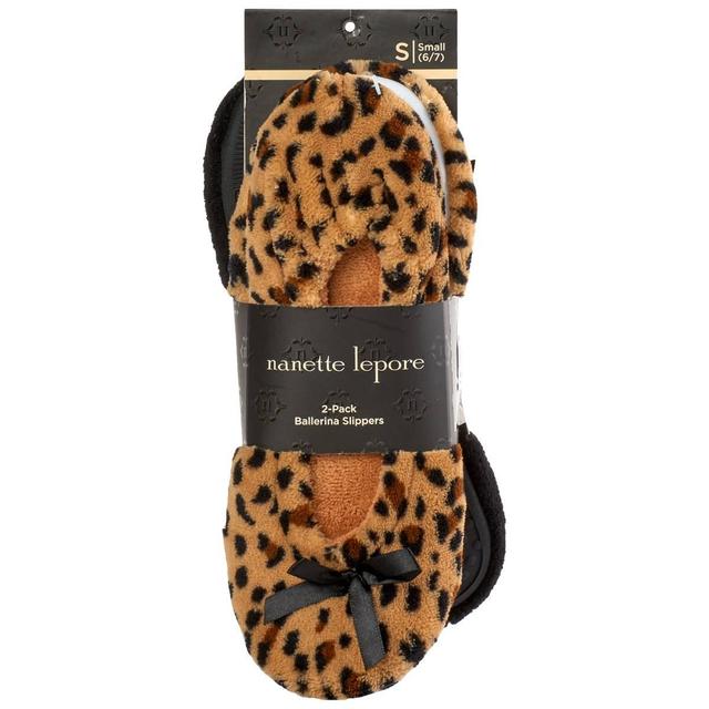Womens Nanette Lepore 2pk. Ballerina Slippers - Leopard/Black