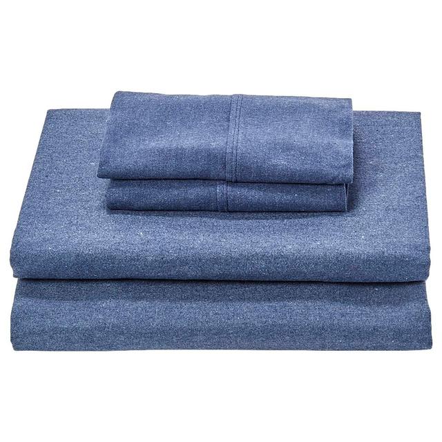 Cozy Cottage Flannel Sheet Set - Dark Blue
